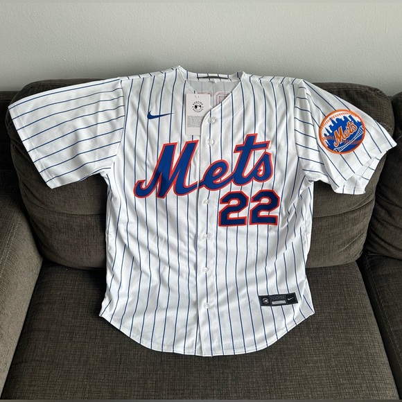 Nike New York Mets Juan Soto #22 Pinstripe with Patch Baseball